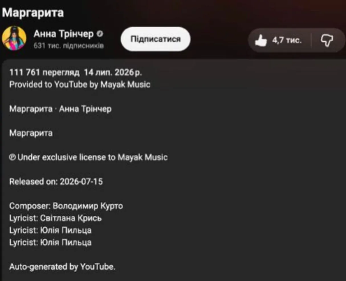 После релиза автором музыки был указан Владимир Курто