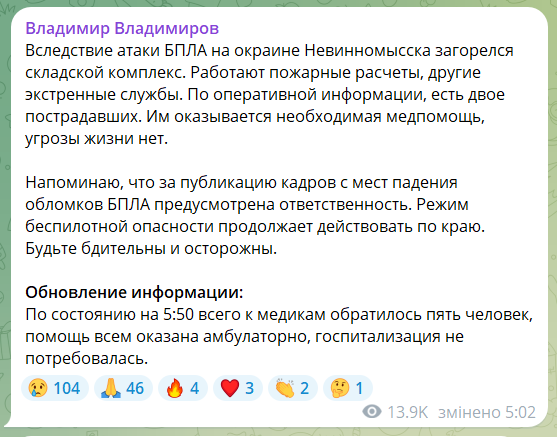Скриншот повідомлення