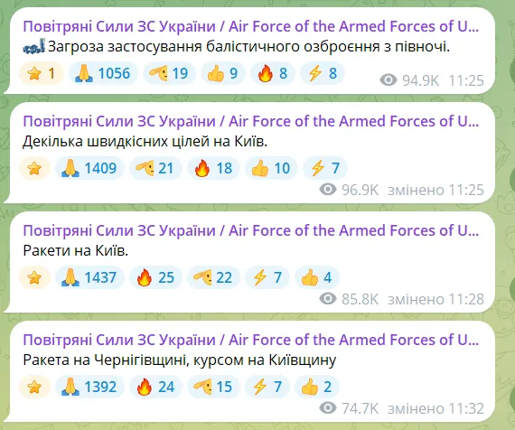 Скриншот повідомлень