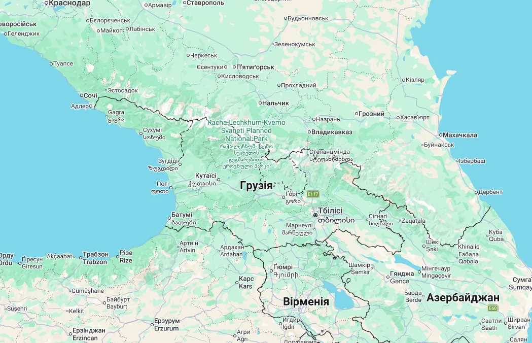 Грузия на карте