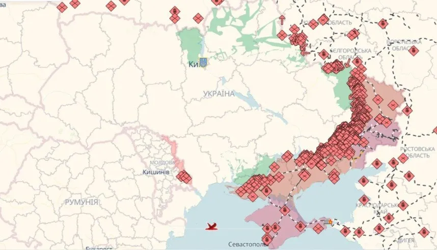 Мапа бойових дій в Україні станом на 25 липня
