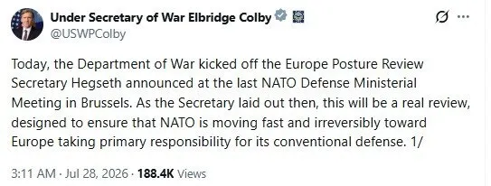 Сообщение заместителя министра обороны США