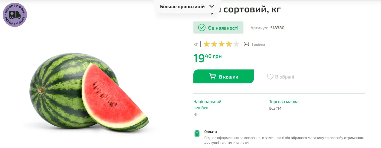 Ціни на кавуни у "Форі"