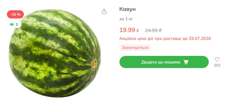 Ціни на кавуни в Novus