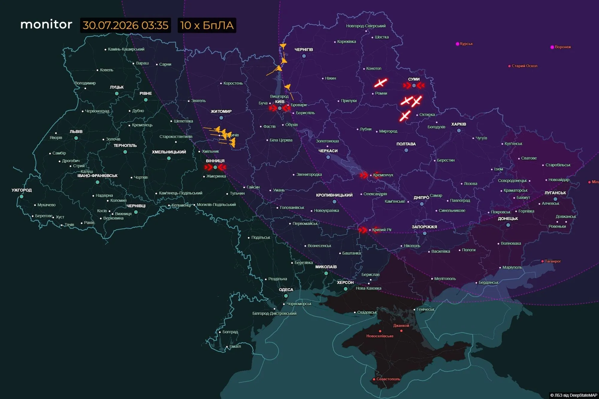 Рух ворожих цілей.