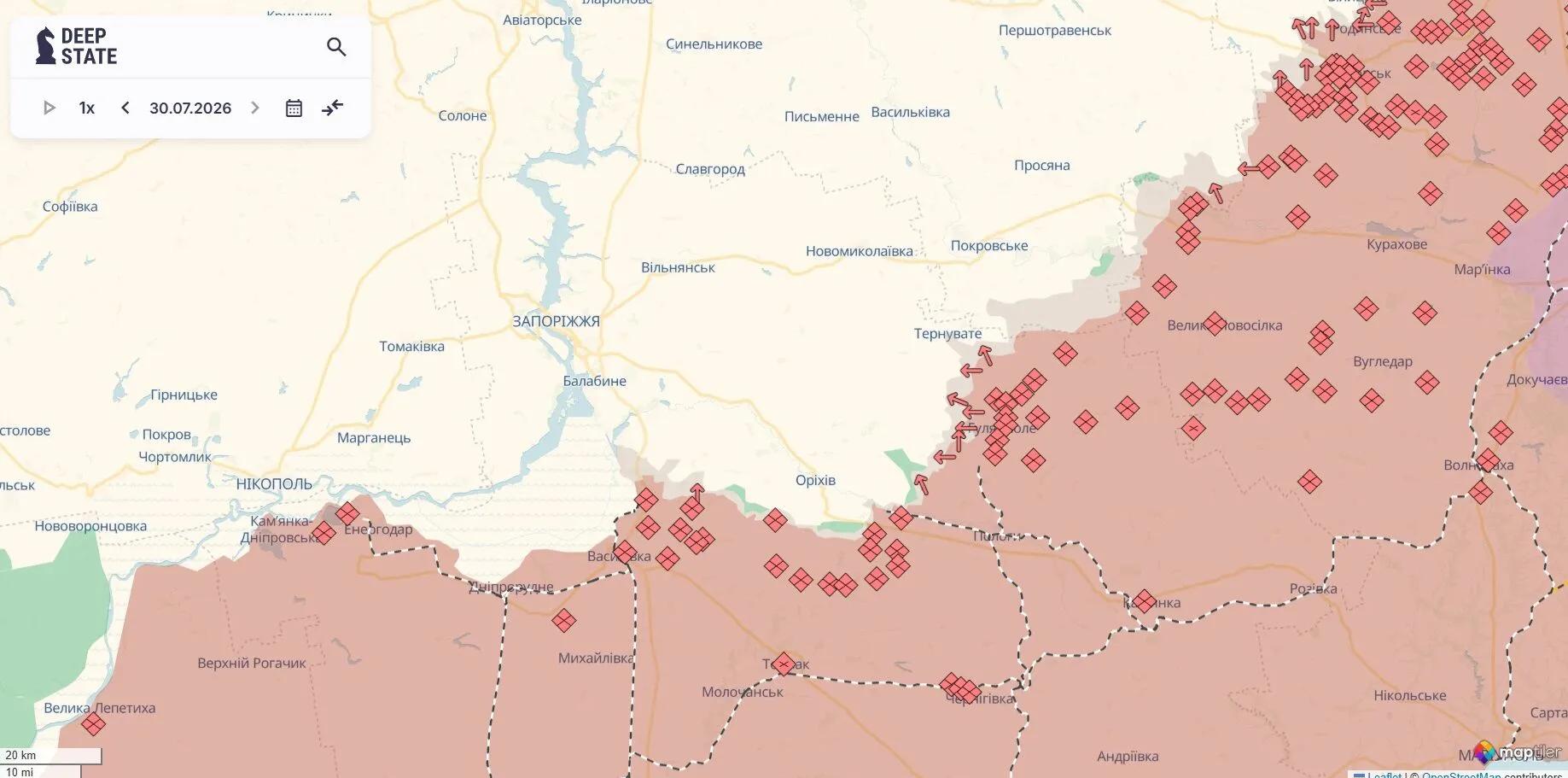 Карта боевых действий, юг Украины.