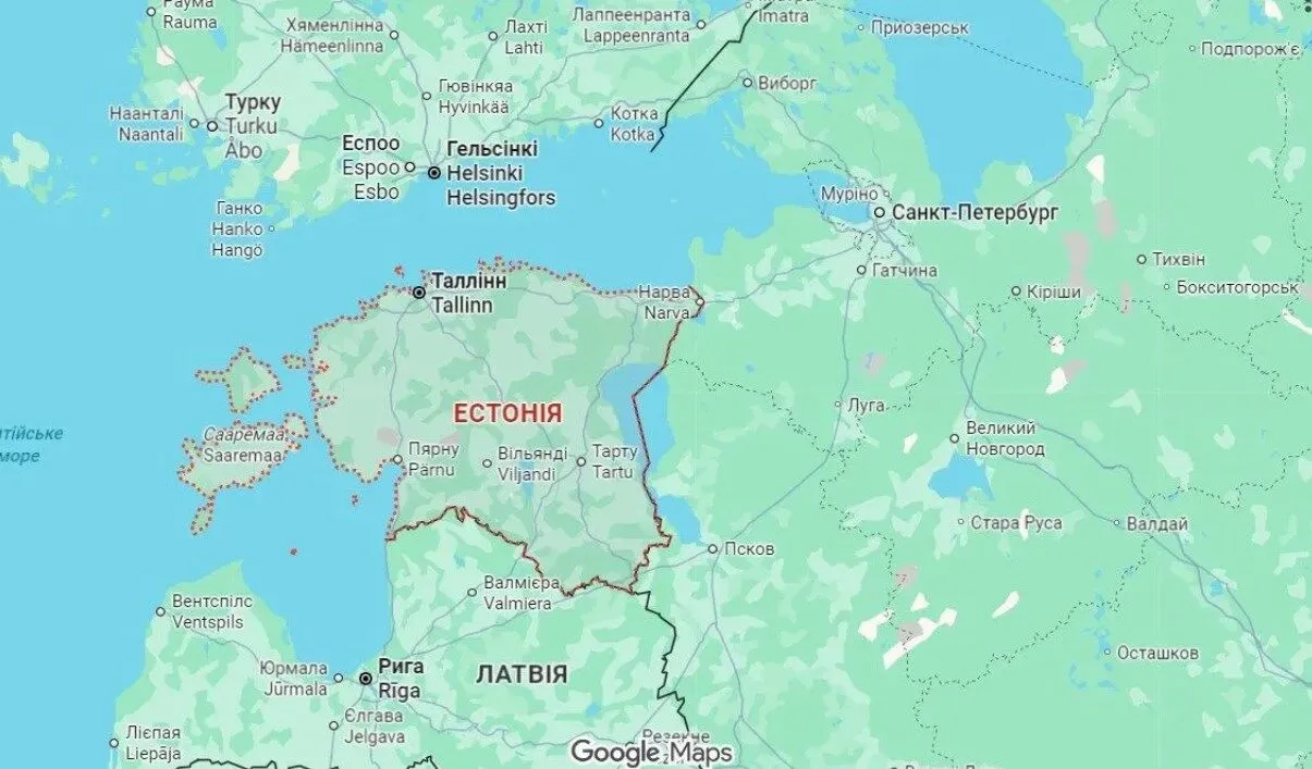 Эстония на карте