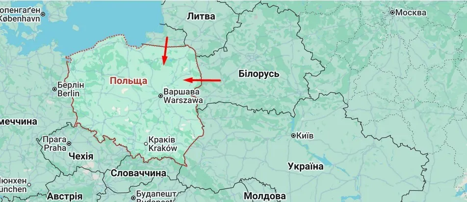 Польша на карте
