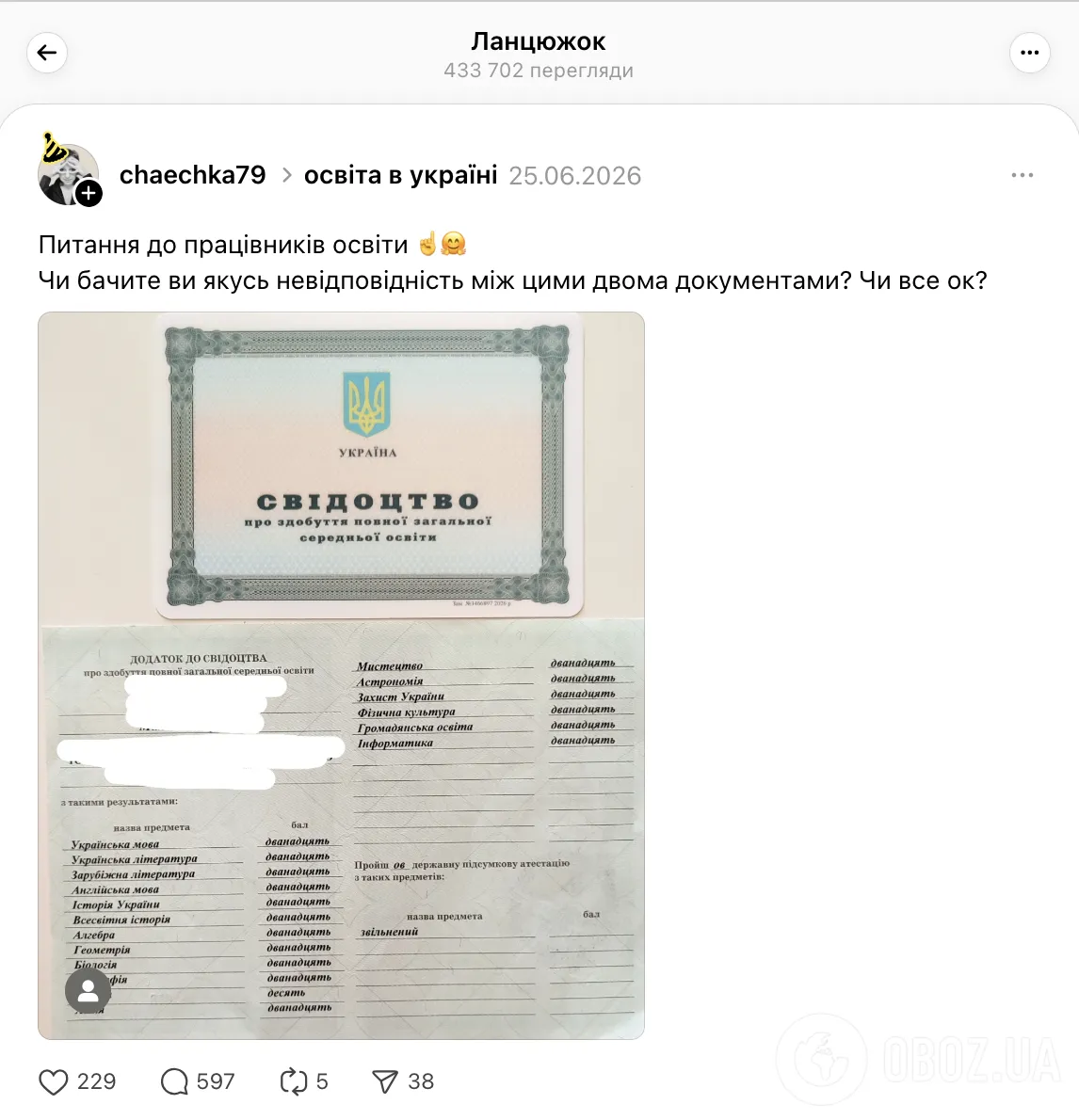 "Вам нахабно збрехали". Українців обурила ситуація, де школяру в Києві не видали свідоцтво з відзнакою