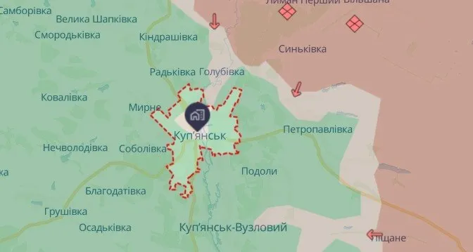 Купянск на карте боевых действий по состоянию на 5 июля