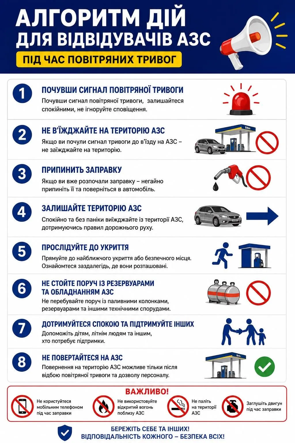 Рекомендації щодо відвідування АЗС