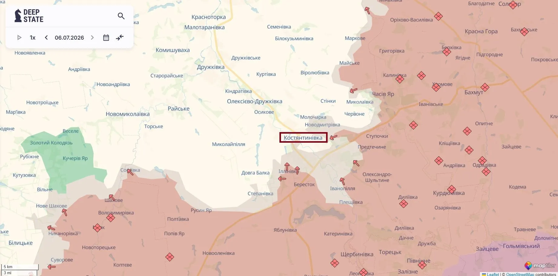 Мапа бойових дій, Костянтинівка.