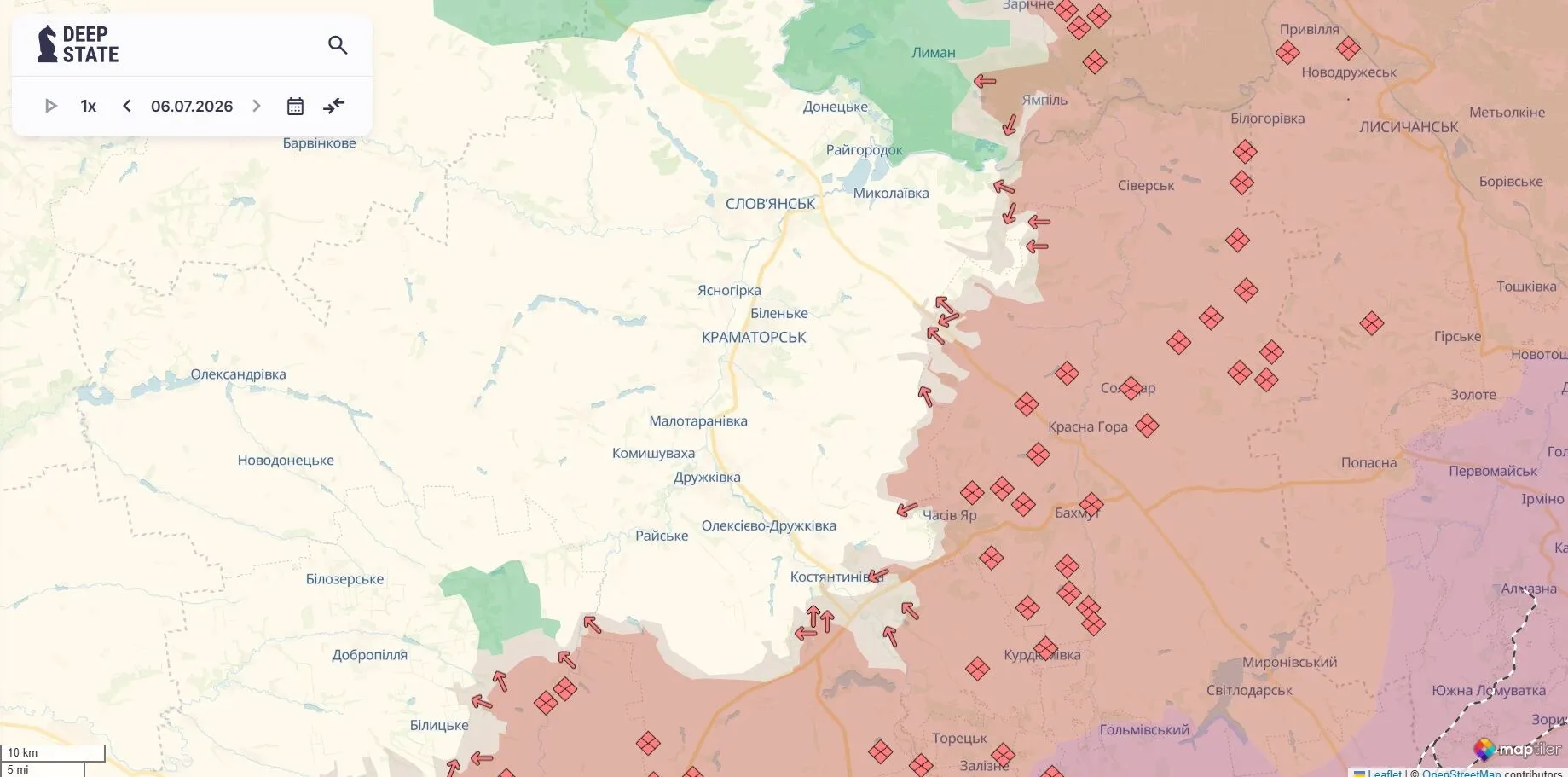 Мапа бойових дій, Слов’янсько-Краматорська агломерація.
