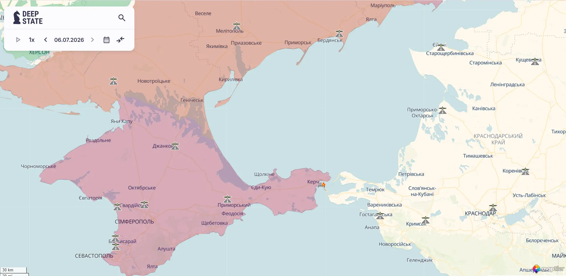 Крым и Азовское море на карте