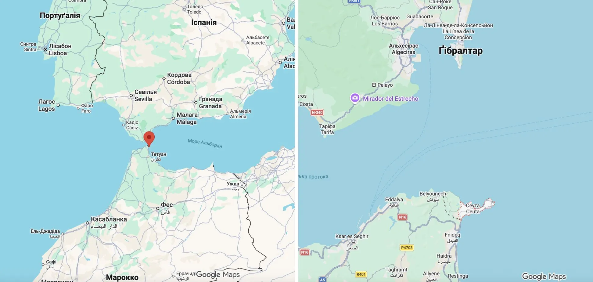 Сеута на карті.
