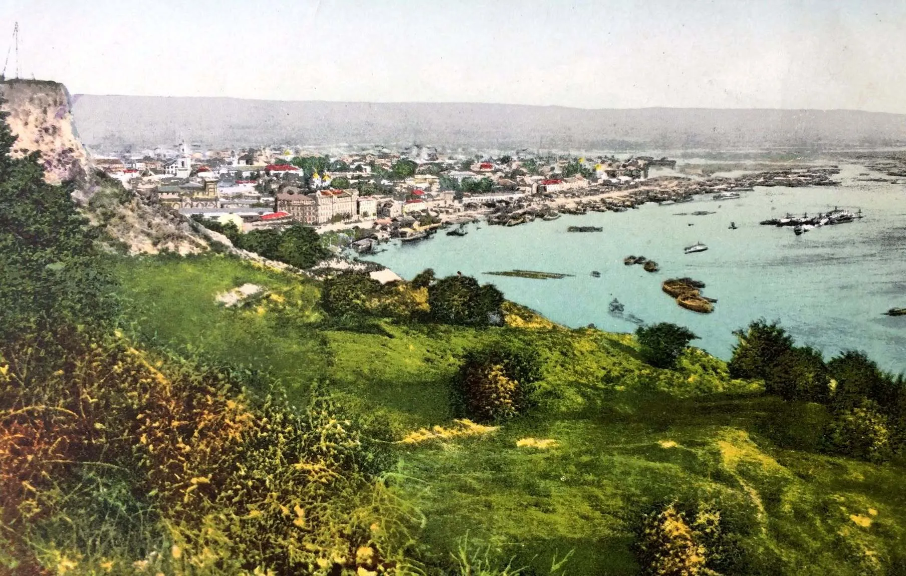 1895 рік. Схили Дніпра в Києві. Старий краєвид на правий берег.