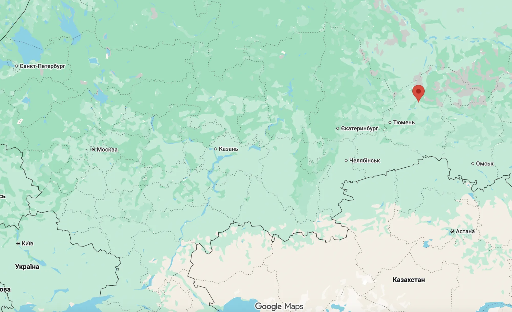 Тобольськ на карті.