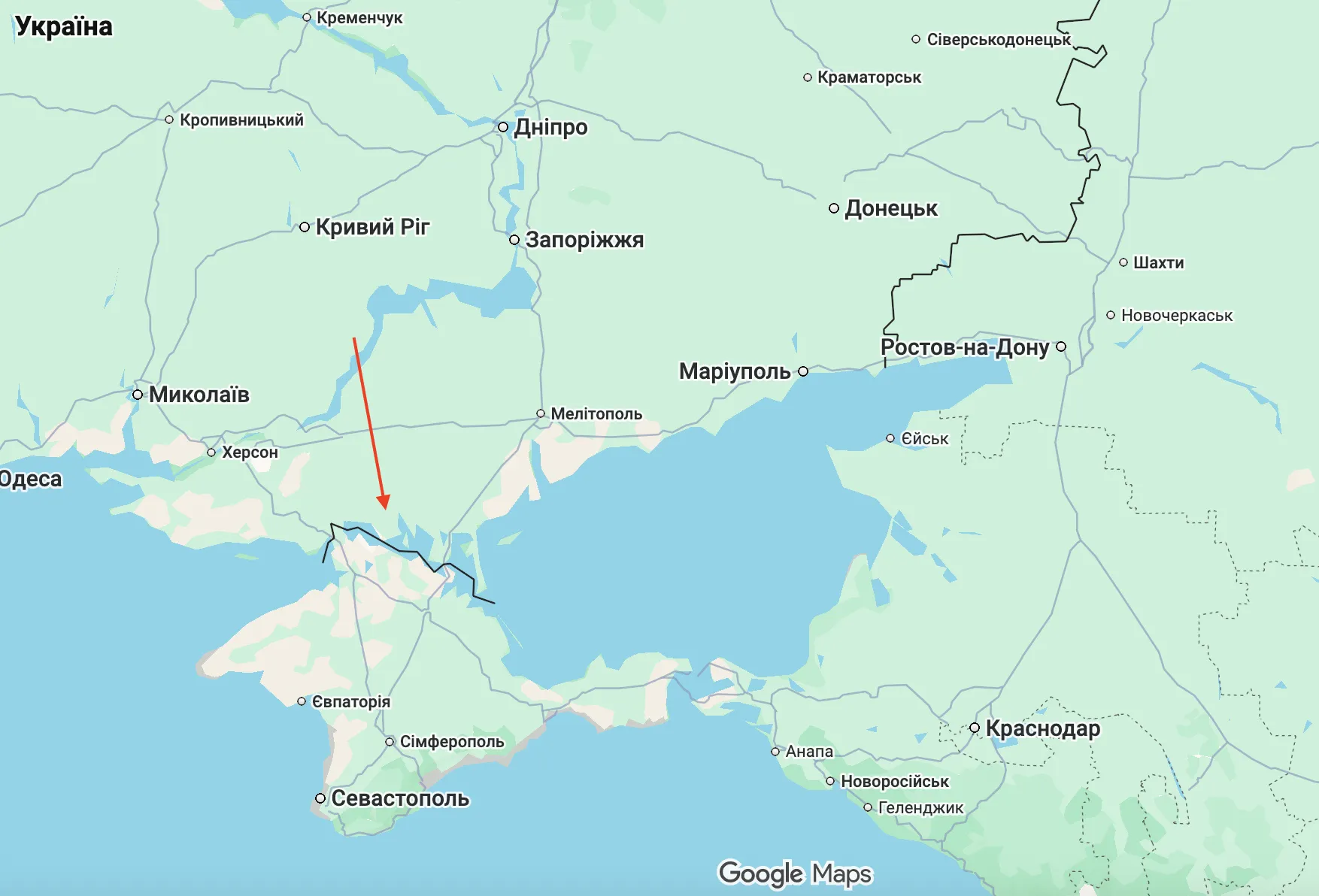 Крим на карті для росіян.
