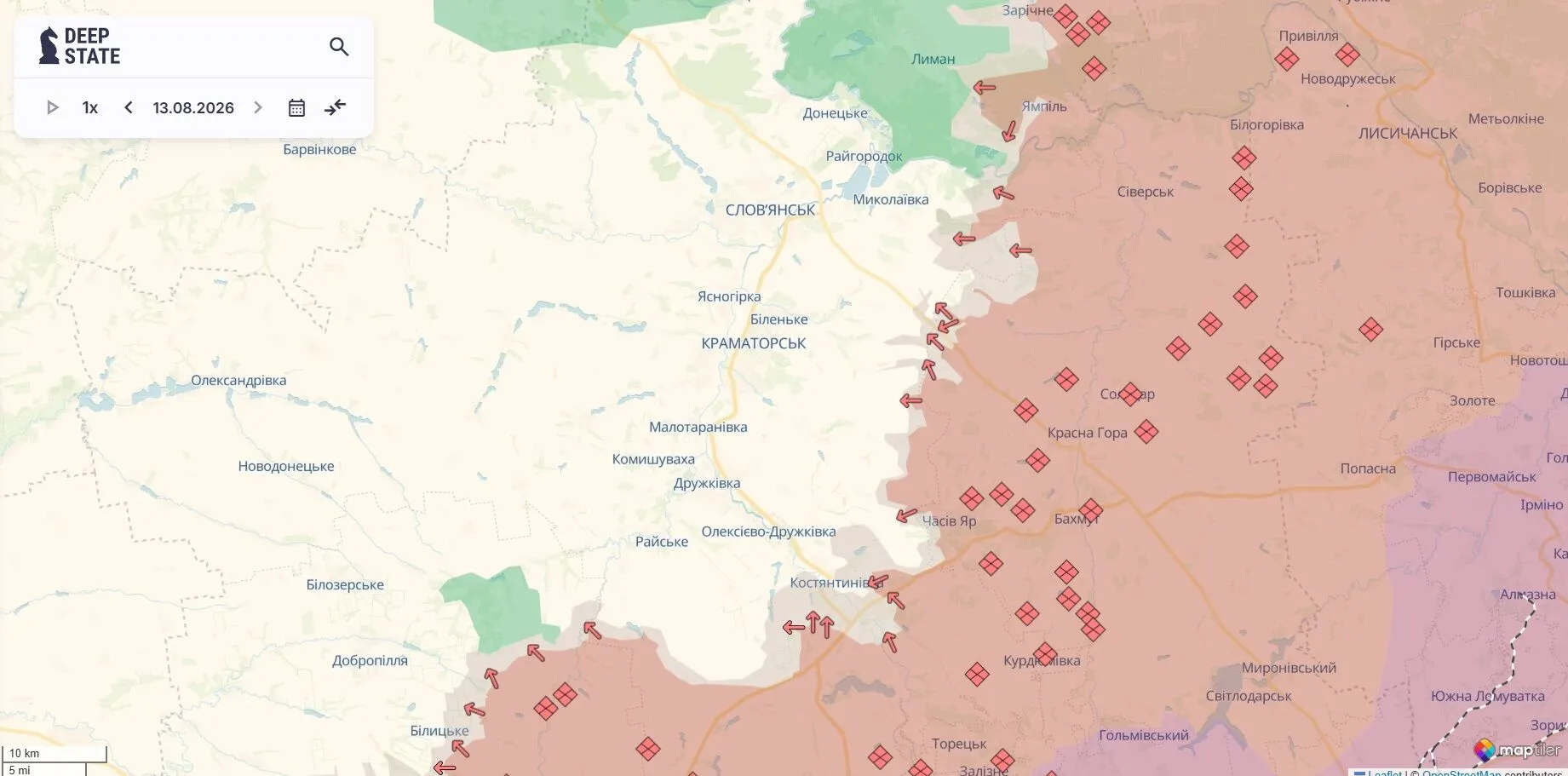Мапа бойових дій, Слов'янсько-Краматорська агломерація.