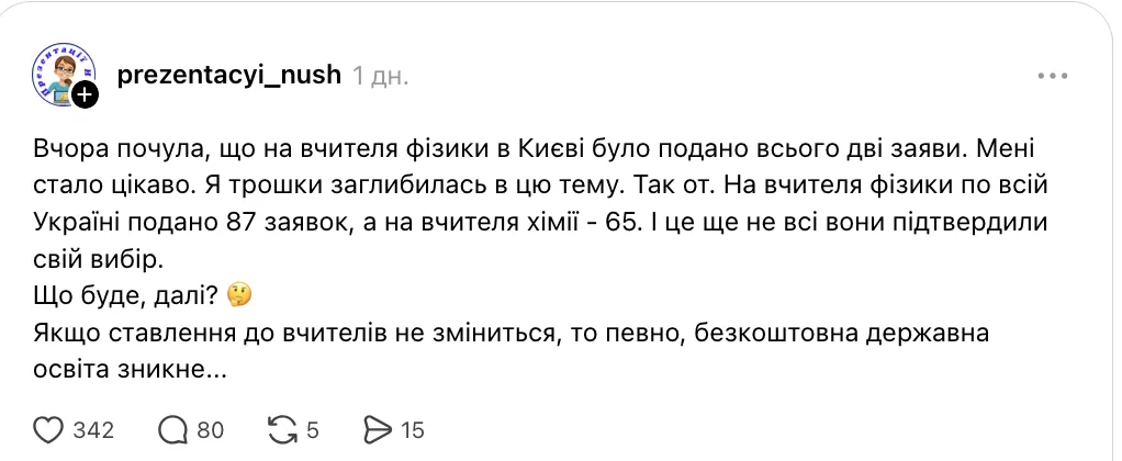 Скільки вступників обрало вчителя фізики