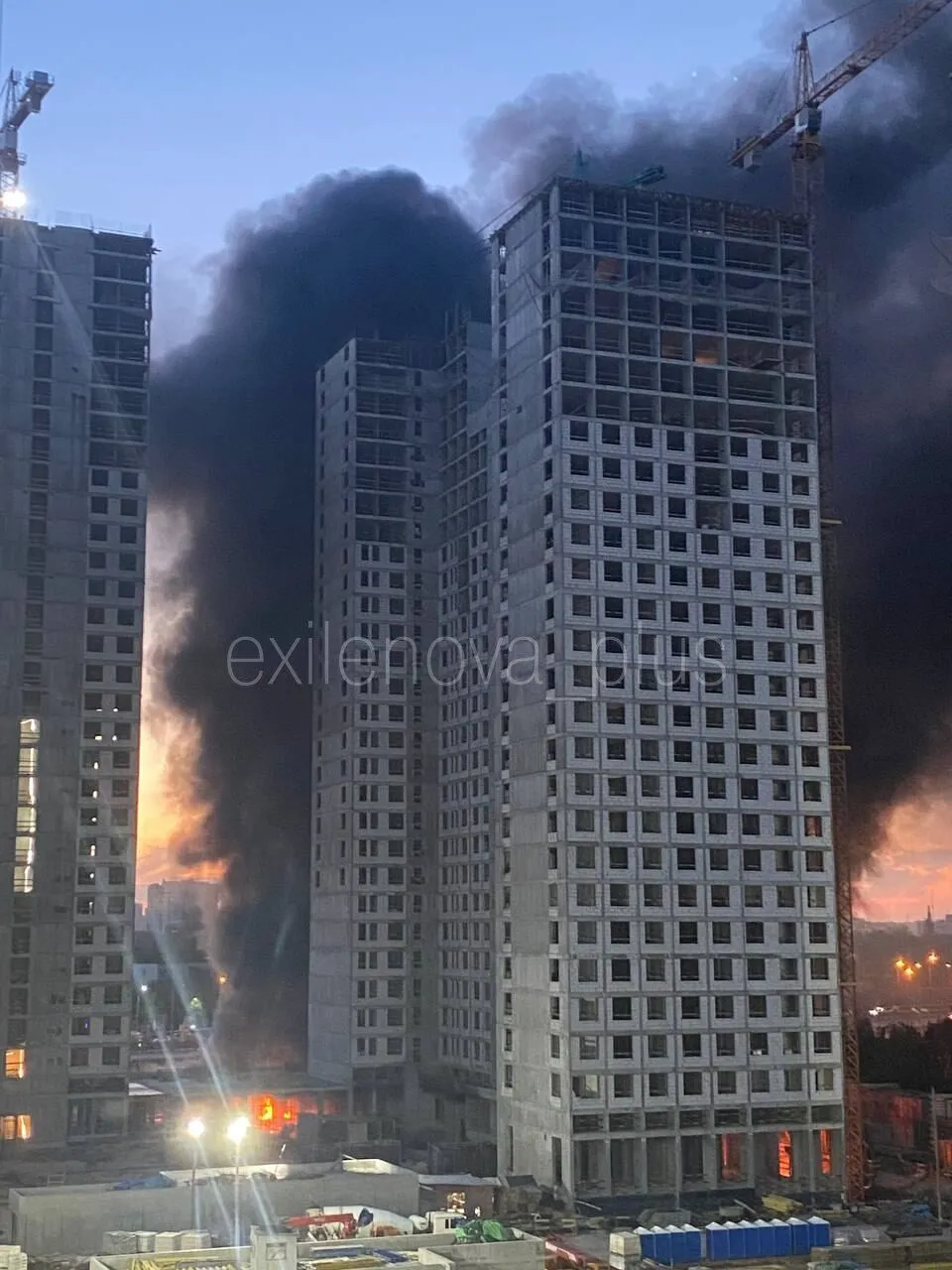 Последствия атаки БПЛА на Московскую область.