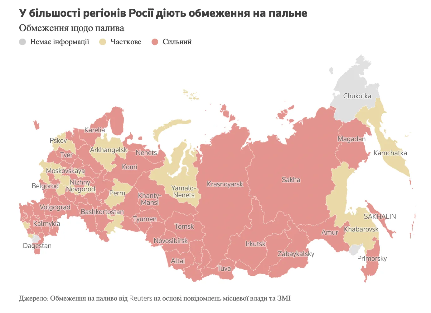Ограничения на продажу топлива в РФ.