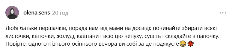 Пост мамы с ценным советом для родителей первоклассников.