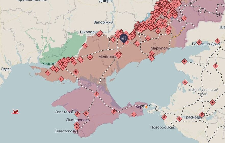 Молочанск на карте боевых действий