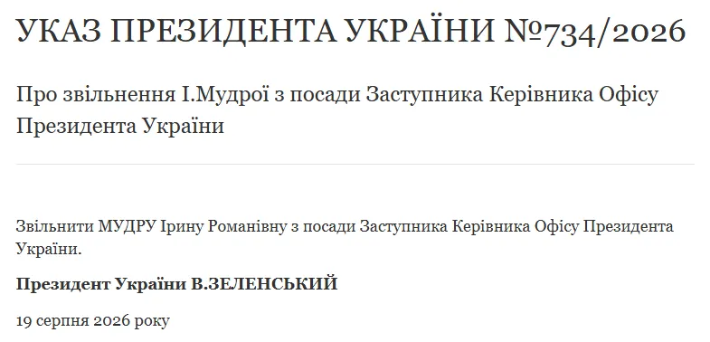 Зеленский уволил Мудрую после начала коррупционного скандала