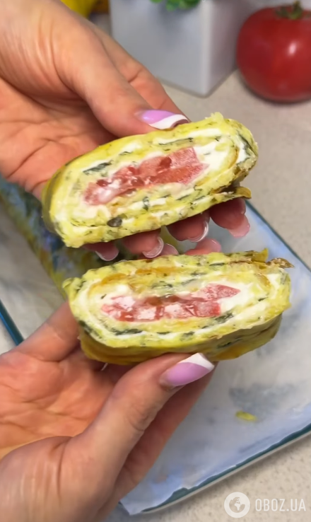 Готовый рулет из кабачка