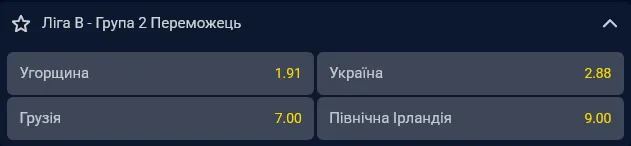 Збірна України з футболу не вважається фаворитом на перемогу в Групі 2 Ліги В Ліги націй