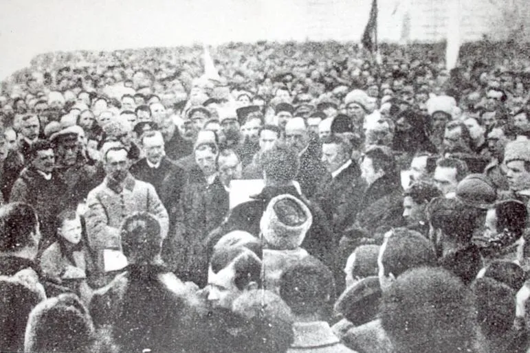 Торжественное провозглашение Акта объединения 22 января 1919 года.