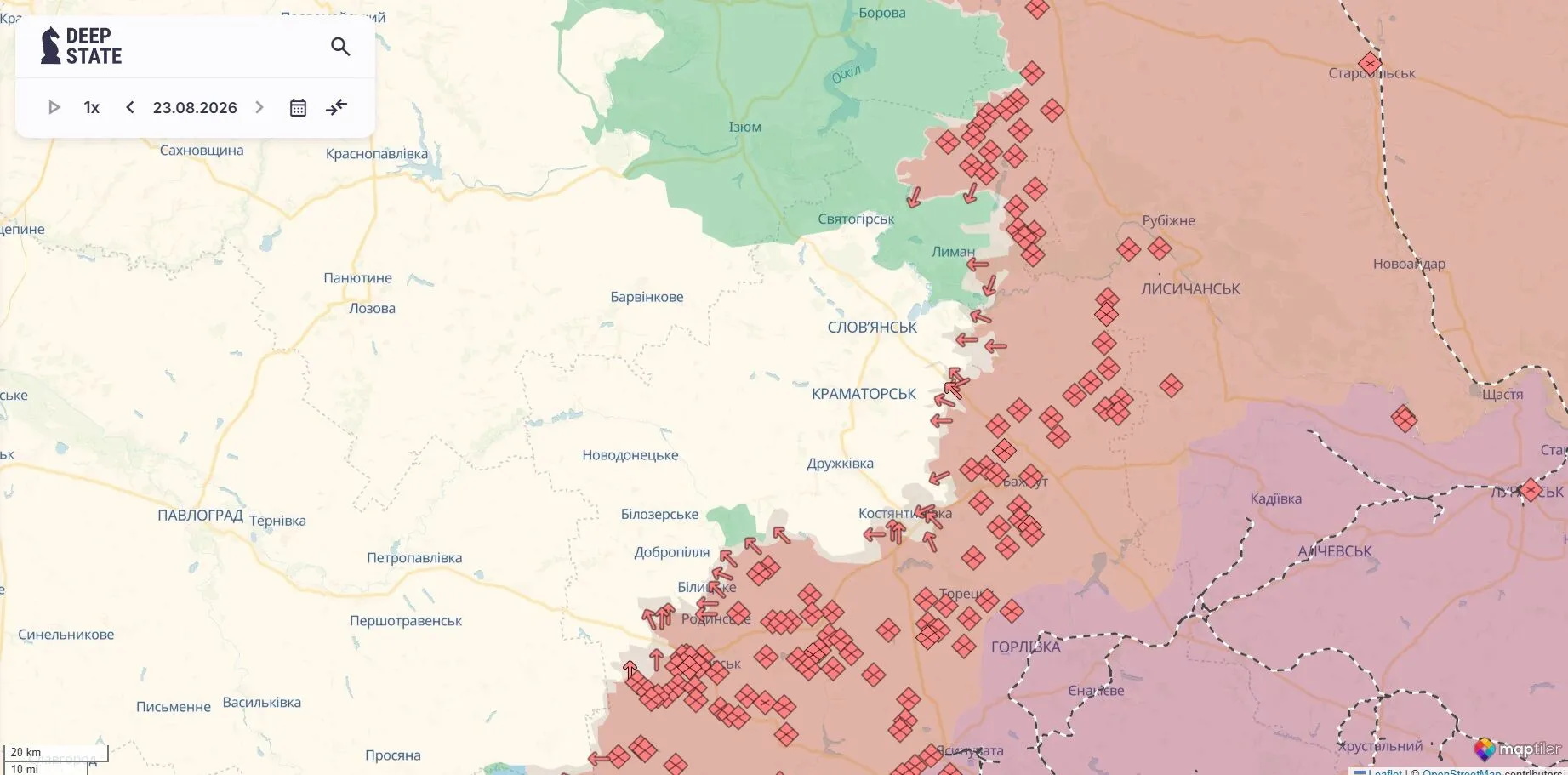 Мапа військових дій, Слов’янсько-Краматорська агломерація.