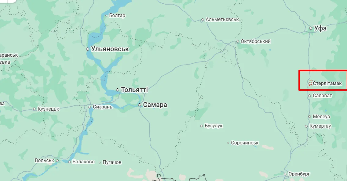 Стерлитамак на карте.