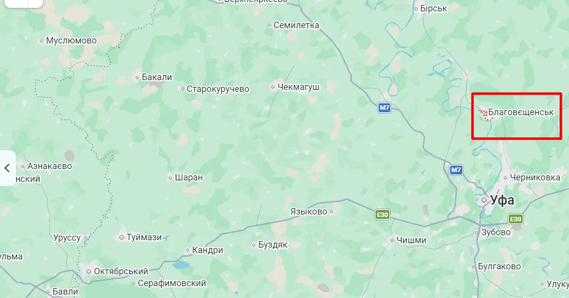 Благовещенск на карте.