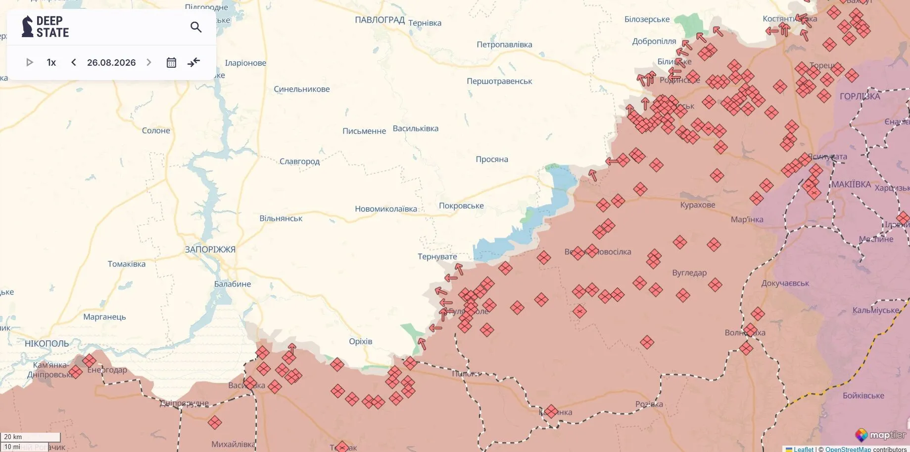 Мапа бойових дій, південний схід, південь України.