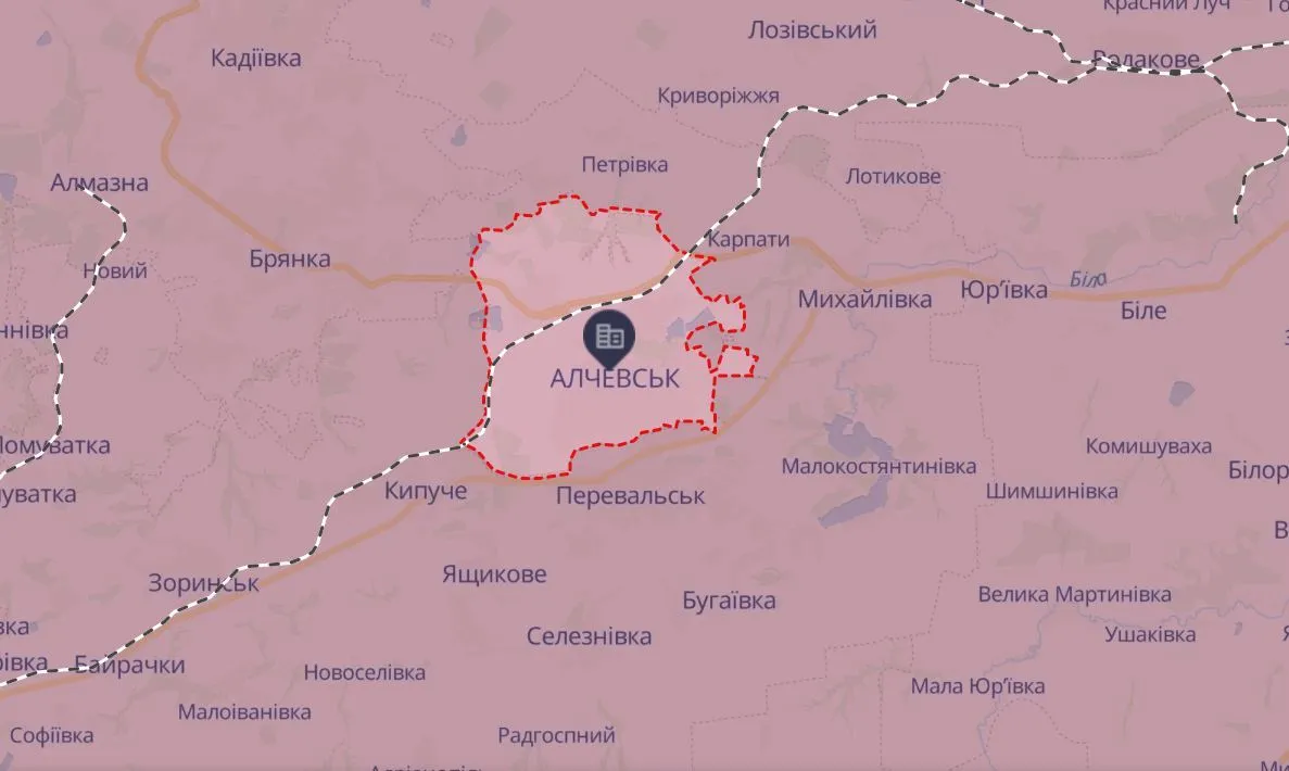 Алчевск и Перевальск на карте боевых действий.