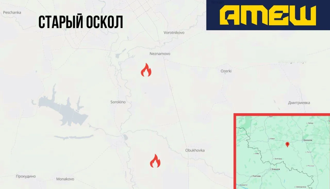 Карта Росії з позначками місць диверсій "Атеш".