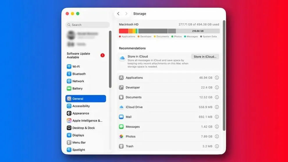 Перевірка сховища MacBook.