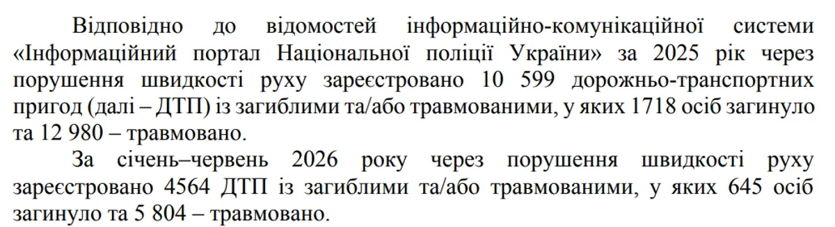 Скриншот відповіді Патрульної поліції на запит.
