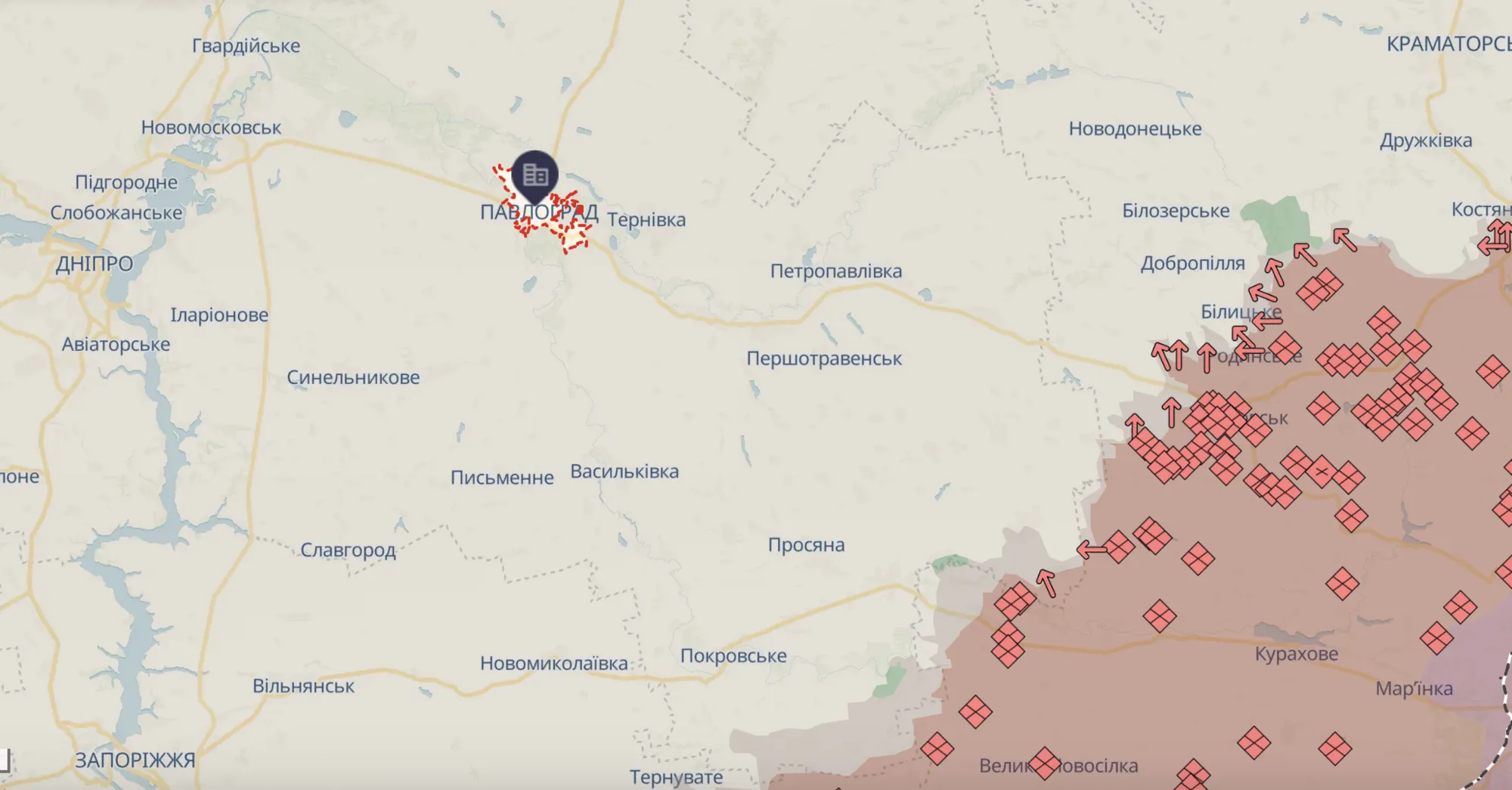 Павлоград на карті.