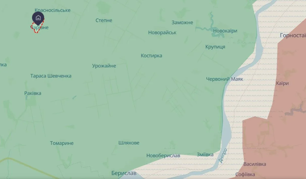 Села Красносельское и Чаривное на карте боевых действий.