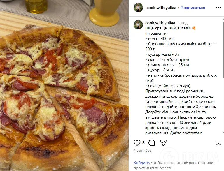 Рецепт дрожжевой домашней пиццы