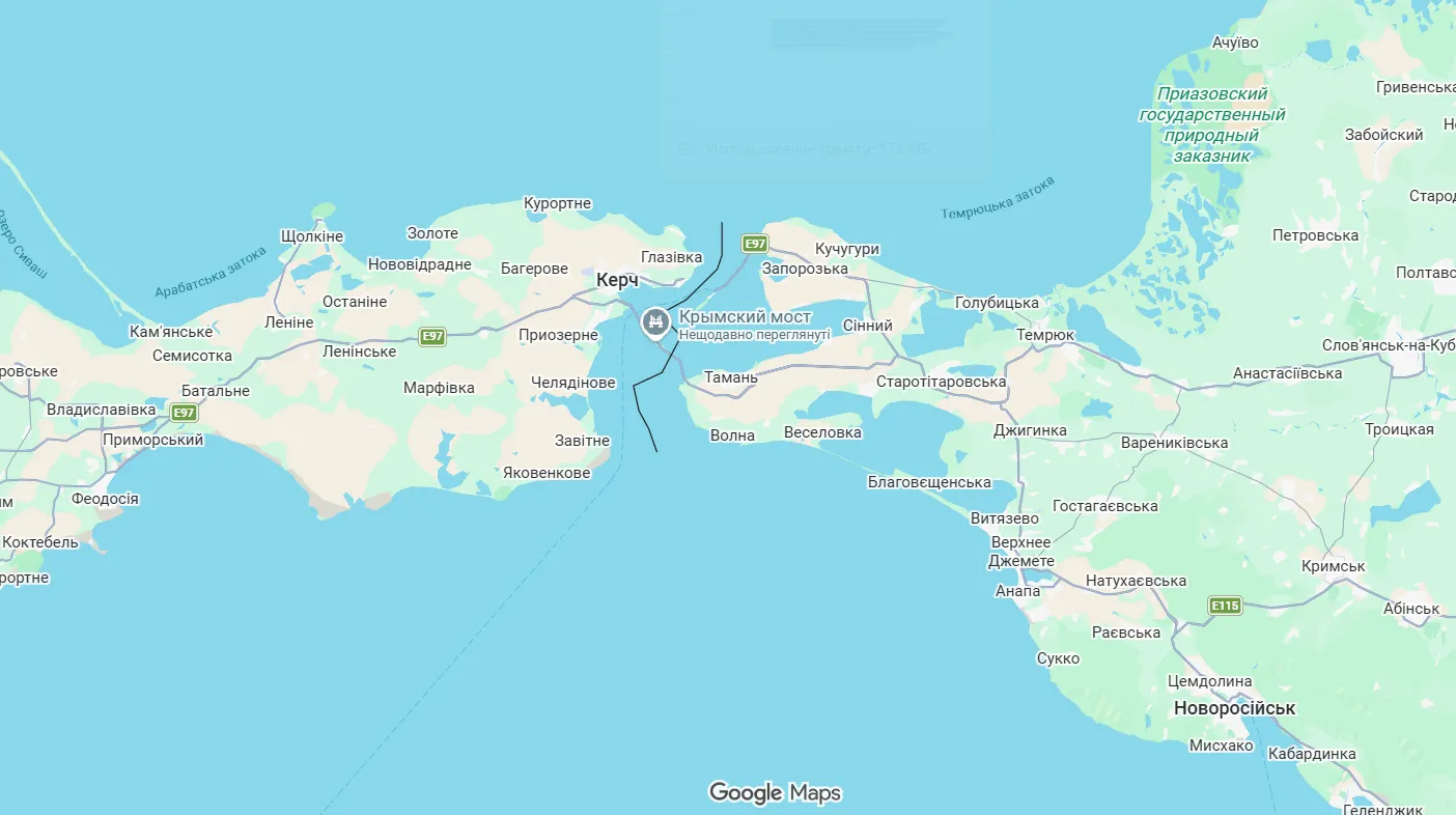 Кримський міст на карті.
