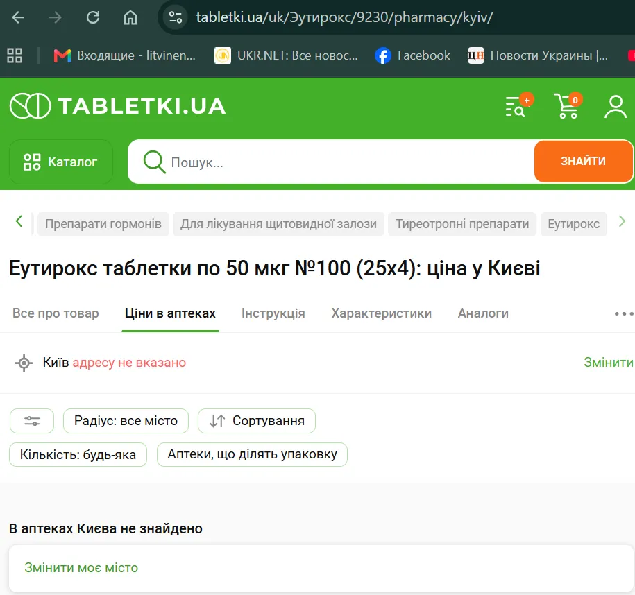Дефицит левотироксина в Киеве: почему система не защитила пациентов с гипотиреозом