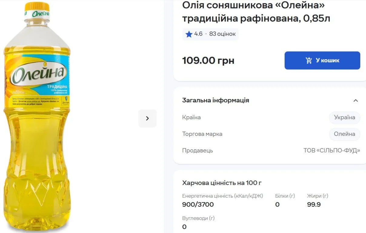Какова стоимость подсолнечного масла в Украине