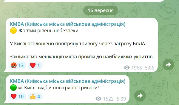 Скриншот сообщений