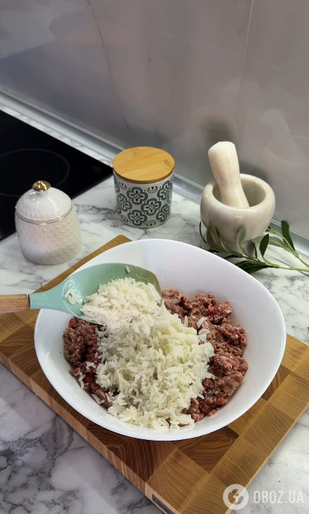 Поєднуємо фарш з рисом