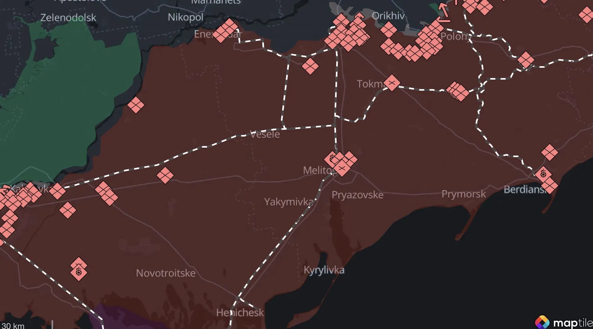 Ситуація в напрямку окупованого Мелітополя.