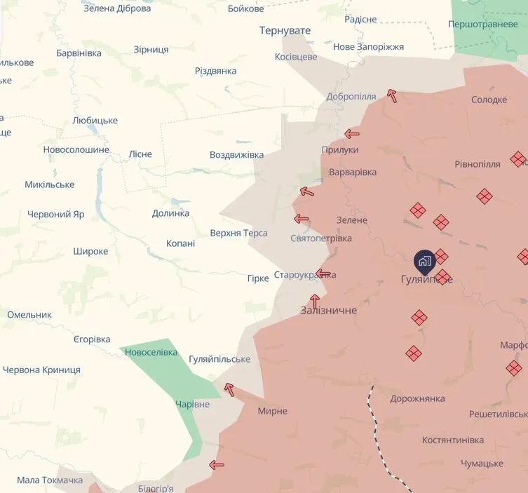 Карта боевых действий на Гуляйпольском направлении
